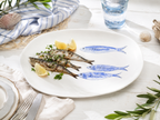Servierteller oval mit blauen Fischen