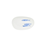 Servierteller oval mit blauen Fischen