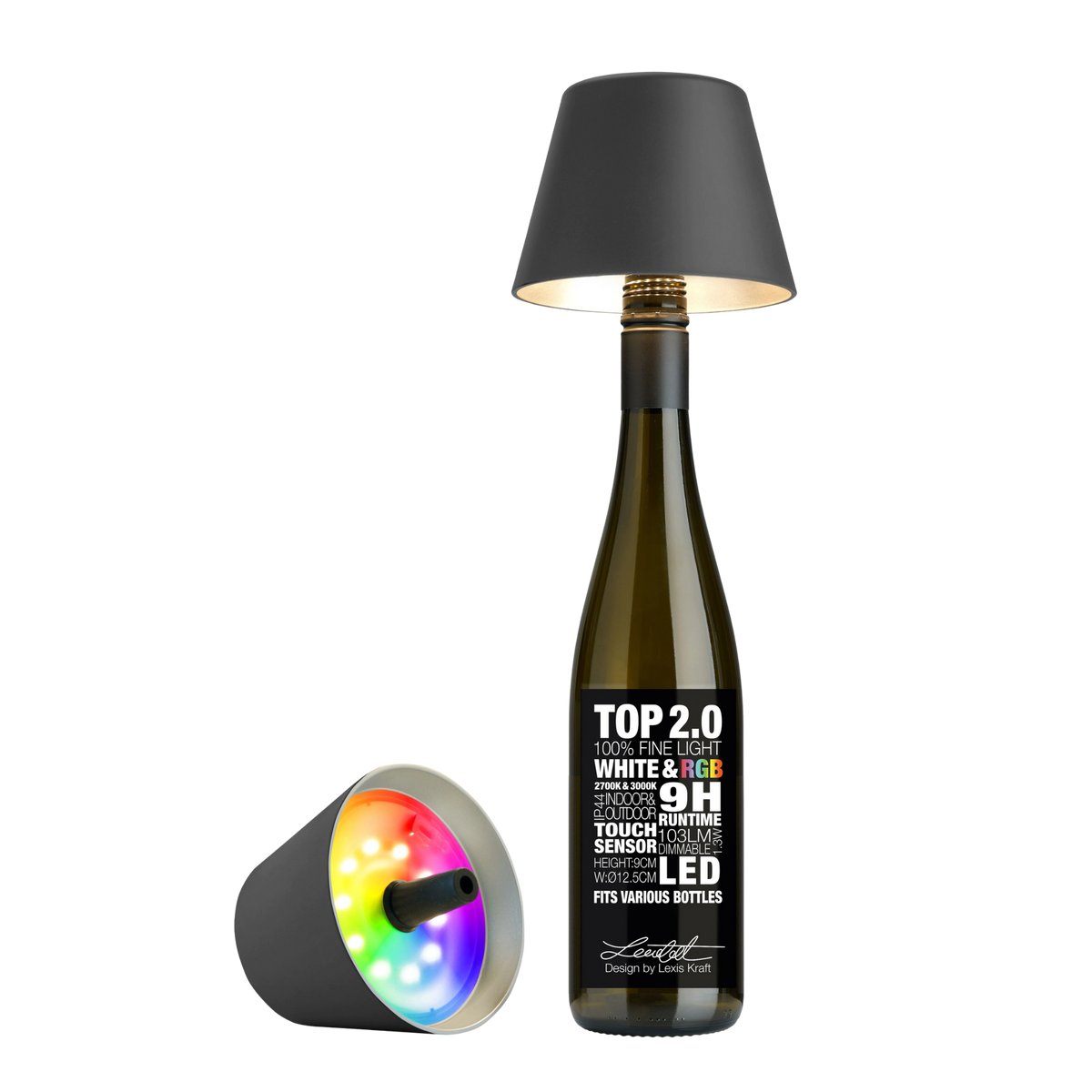 Sompex Top 2.0 Flaschenlampe anthrazit