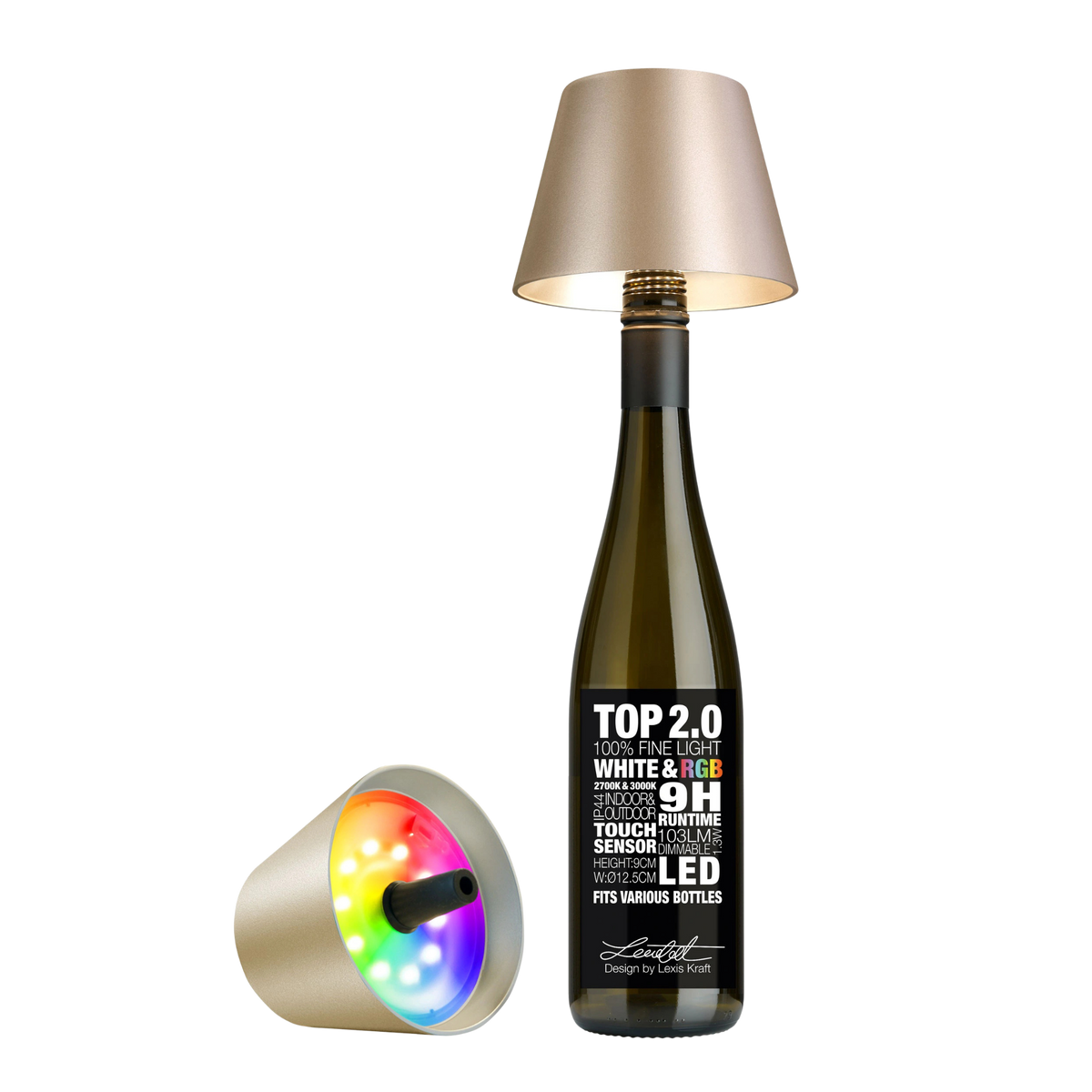 Sompex Top 2.0 Flaschenlampe champagner