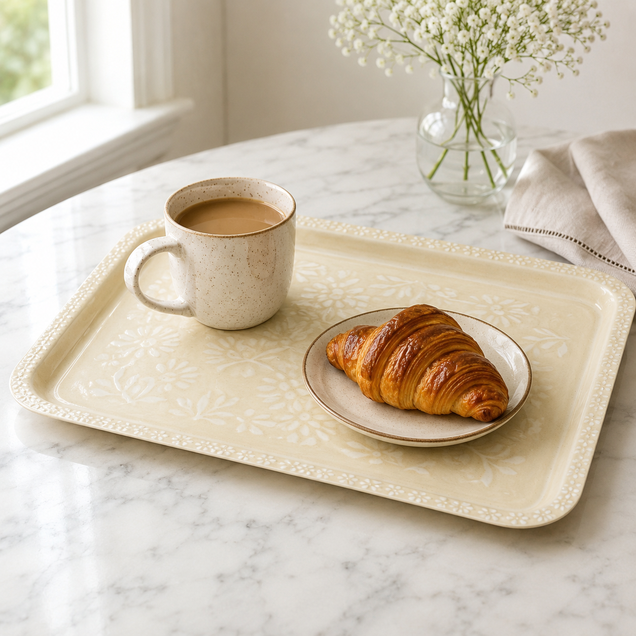 Serviertablett creme L
