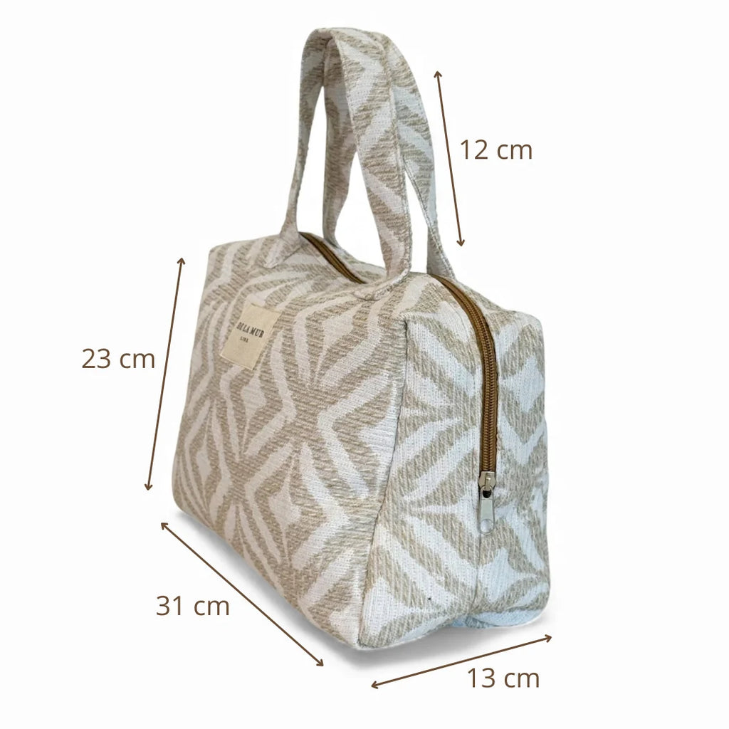 Tasche mit Tragegriffe beige gemustert