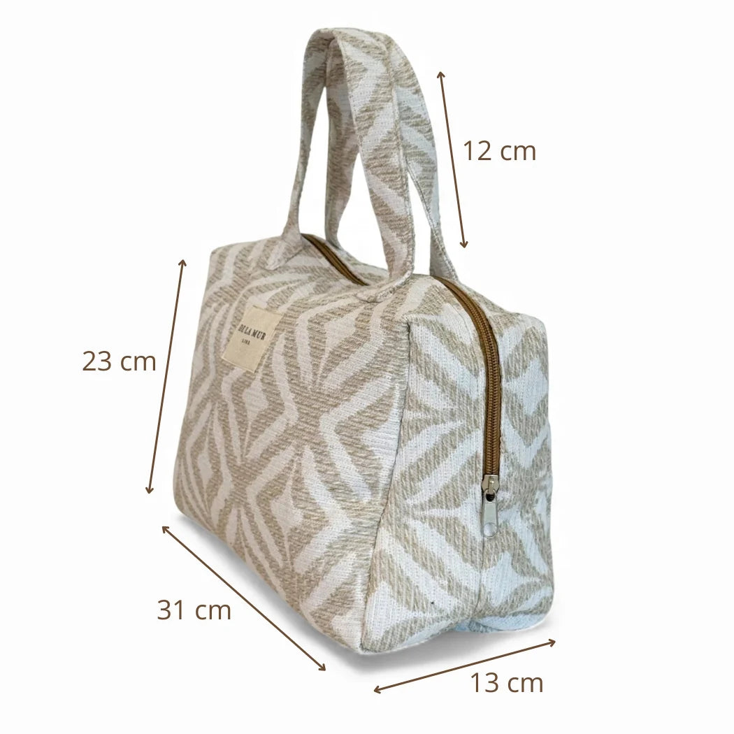 Tasche mit Tragegriffe beige gemustert