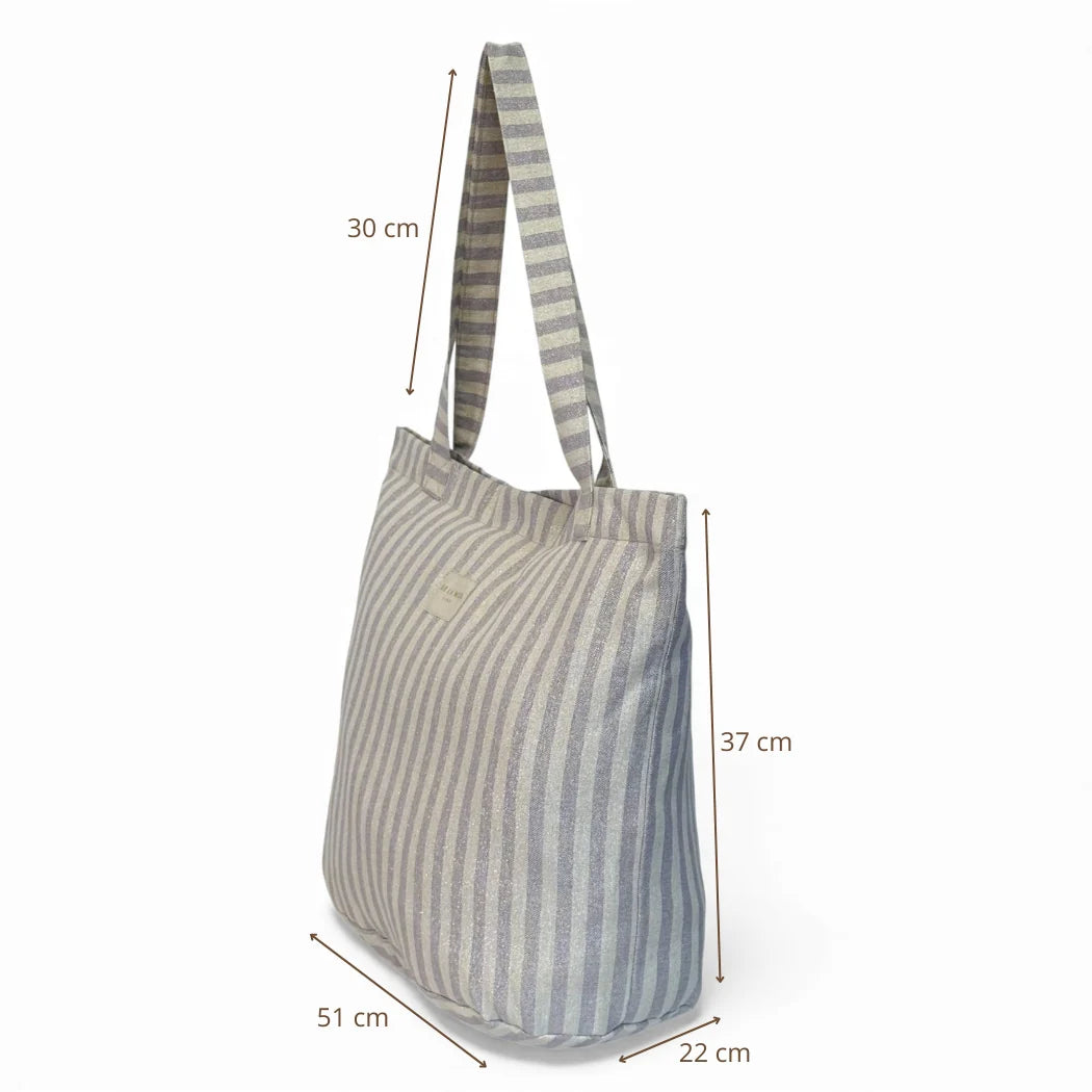 Shopper lila-creme glänzend mit Reißverschluss
