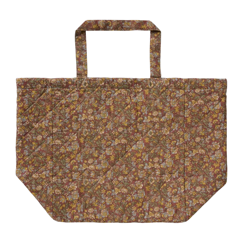 Tasche wattiert L dunkelbraun mit  Blümchenmuster