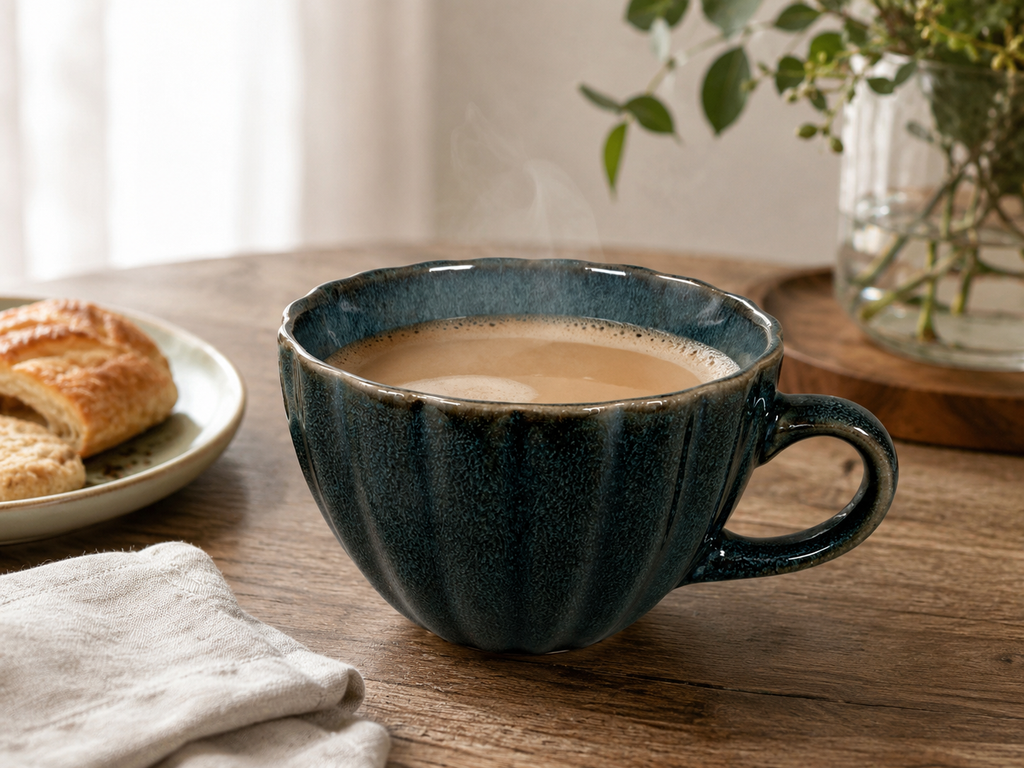 Tasse mit Rillen petrol