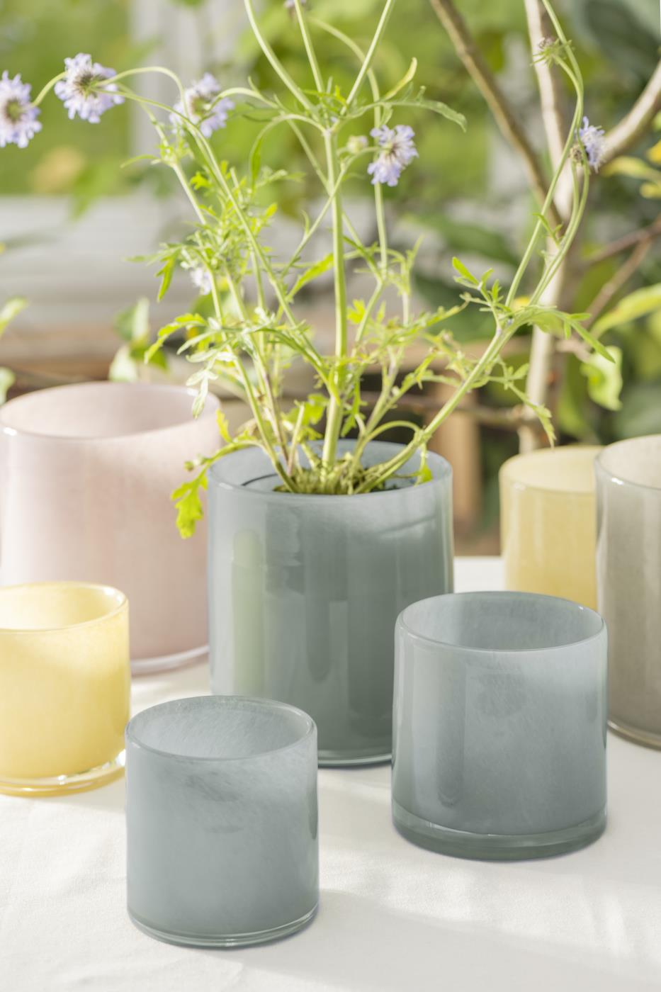 Teelicht/Vase Glas blau L