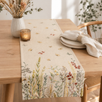Tischläufer mit Blumen und Schmetterlingen