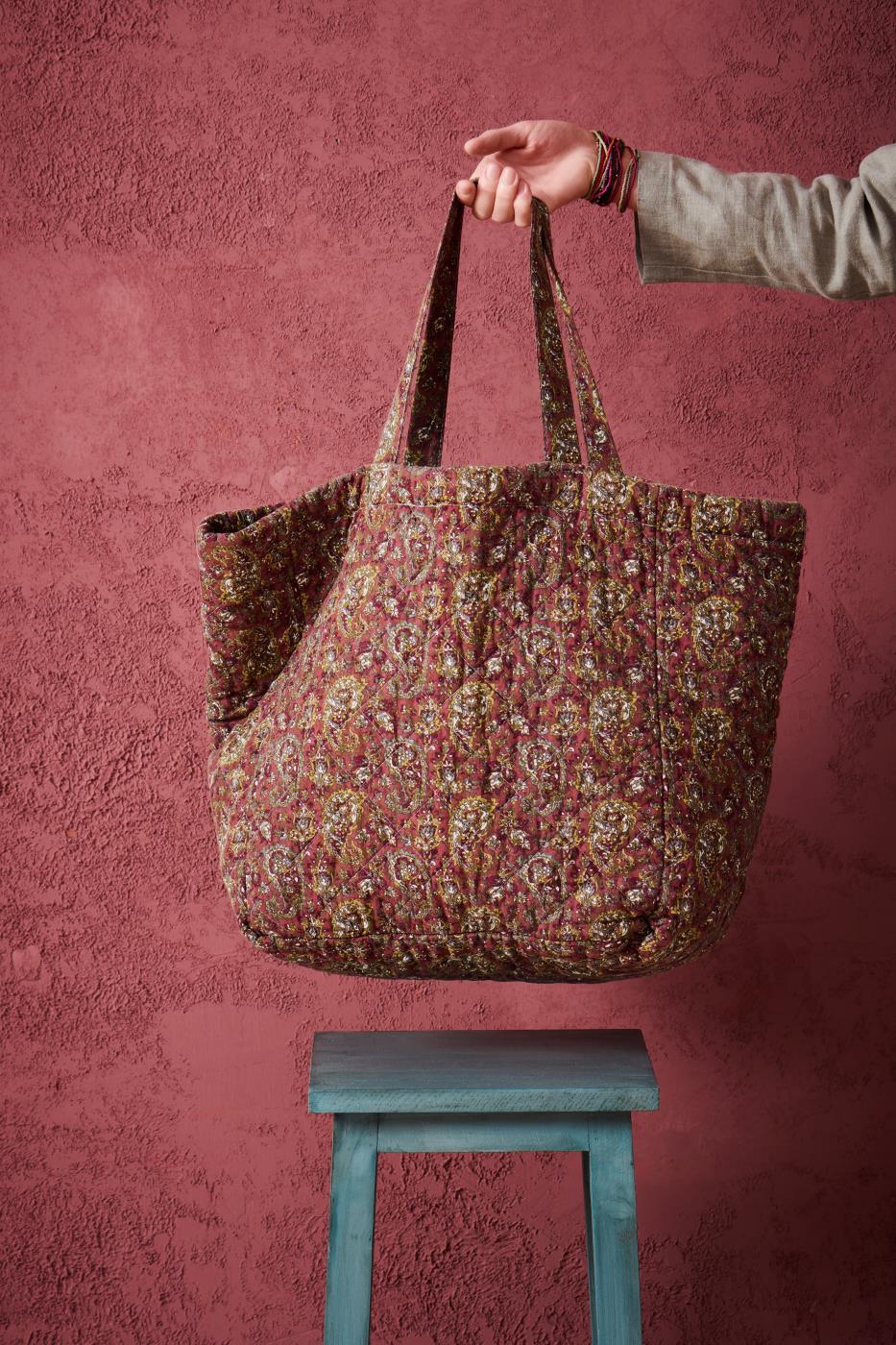 Tasche wattiert L weinrot mit Parsleymuster