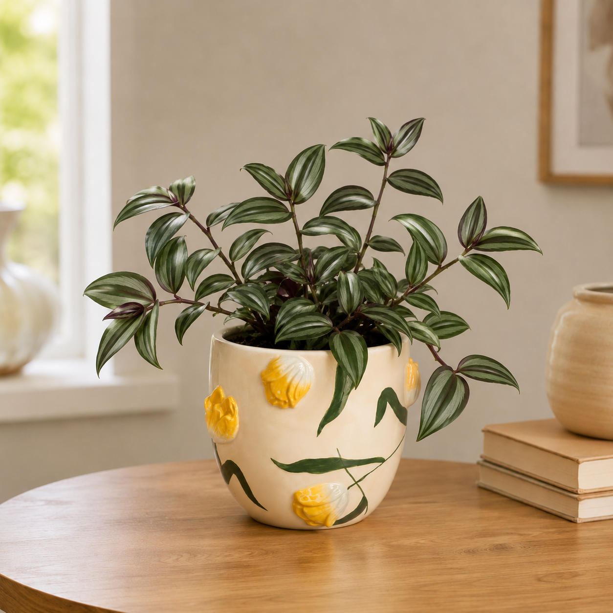 Übertopf Tulpen gelb