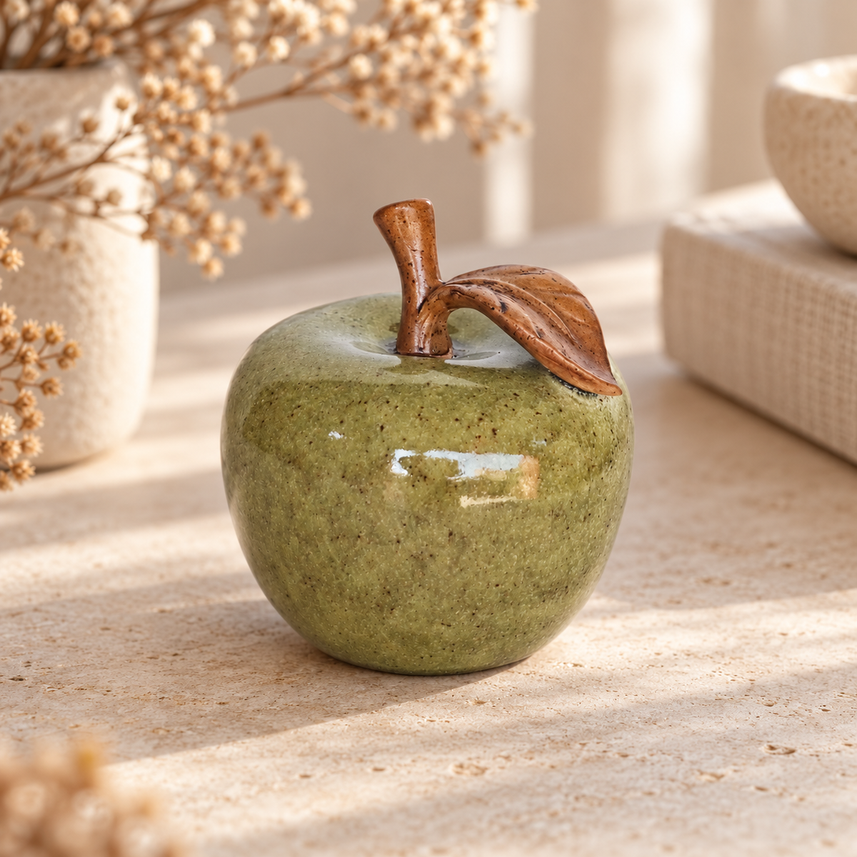 Apfel Steingut hellgrün S