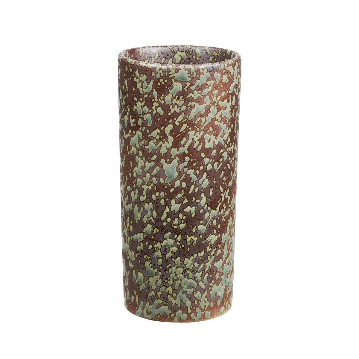 Vase dunkelbraun mit grünen Sprenkeln