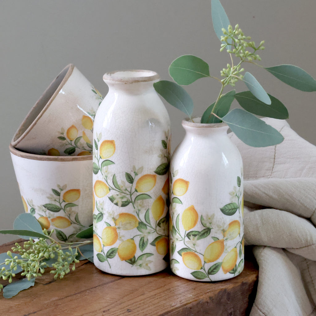 Vase schmal Zitrone antique