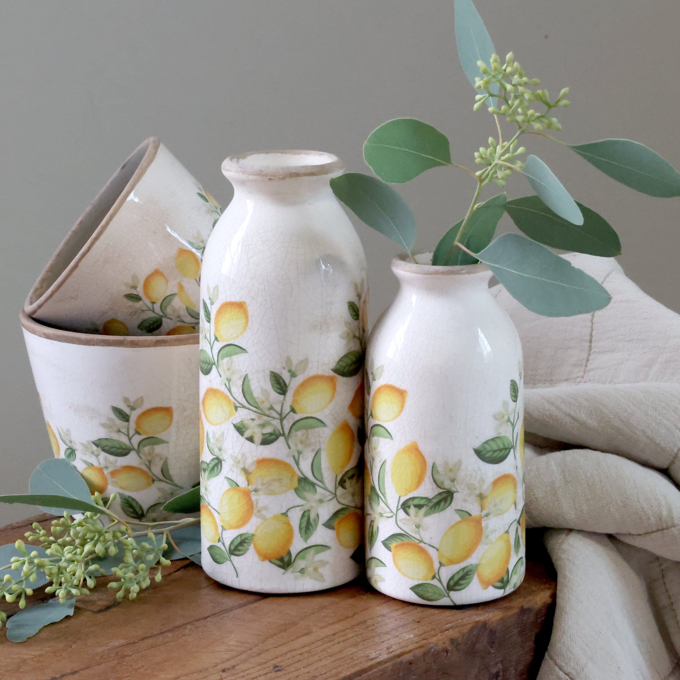 Vase schmal Zitrone antique