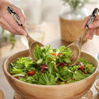 Salatbesteck petrol creme gemustert