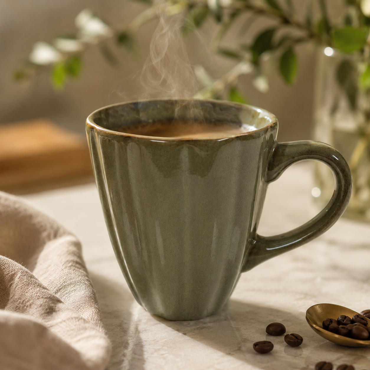 Tasse mit Rillen grün M