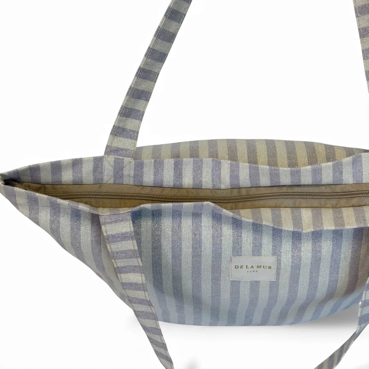 Shopper lila-creme glänzend mit Reißverschluss